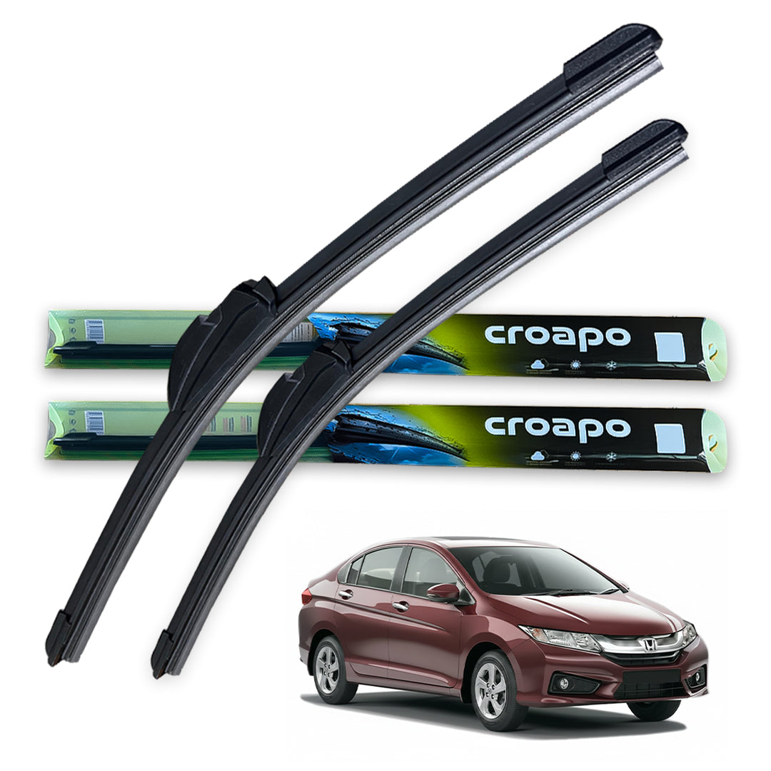 Honda City (2013–2016) Soft Frameless Wiper Blades – 24” Driver & 14” Passenger | Set of 2