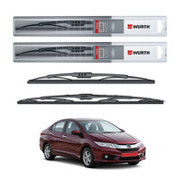Wurth Metal Wiper Blades for Honda City i-VTEC – 24” Driver + 14” Passenger (Set of 2) | All-Weather Premium Quality