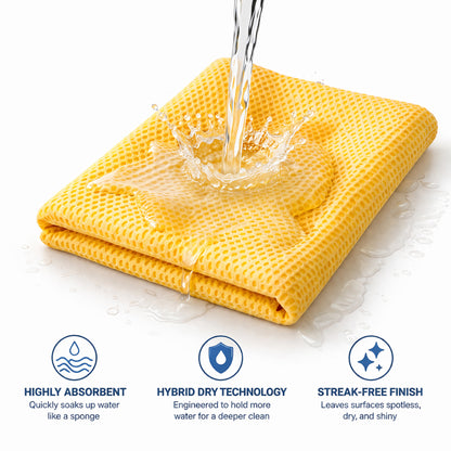 Hybrid Dry Car Chamois Cloth (Pack of 2) – Compact Size 43×32 cm | Super Absorbent Streak-Free Drying Towel for Car, Bike & Home