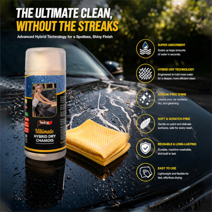 Hybrid Dry Car Chamois Cloth (Pack of 2) – Compact Size 43×32 cm | Super Absorbent Streak-Free Drying Towel for Car, Bike & Home