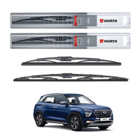 Wurth Metal Wiper Blades for Hyundai Creta (2020 Model) – 26” Driver + 16” Passenger (Set of 2) | All-Weather Premium Quality