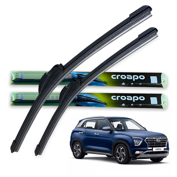 Hyundai Creta (2020) Soft Frameless Wiper Blades – 26” Driver & 16” Passenger | Set of 2