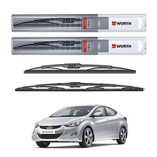 Wurth Metal Wiper Blades for Hyundai Elantra Fluidic – 24” Driver + 16” Passenger (Set of 2) | All-Weather Premium Quality