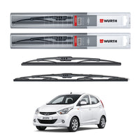 Wurth Metal Wiper Blades for Hyundai Eon – 22” Driver + 14” Passenger (Set of 2) | All-Weather Premium Quality