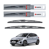 Wurth Metal Wiper Blades for Hyundai i20 – 24” Driver + 16” Passenger (Set of 2) | All-Weather Premium Quality