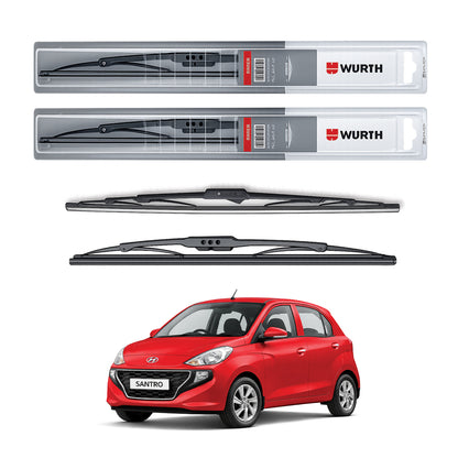 Wurth Metal Wiper Blades for Hyundai Santro – 20” Driver + 16” Passenger (Set of 2) | All-Weather Premium Quality