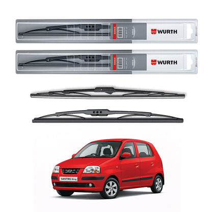 Wurth Metal Wiper Blades for Hyundai Santro Xing – 20” Driver + 16” Passenger (Set of 2) | All-Weather Premium Quality