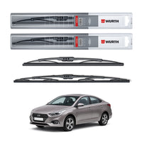 Wurth Metal Wiper Blades for Hyundai Verna (2017 Onwards) – 24” Driver + 16” Passenger (Set of 2) | All-Weather Premium Quality