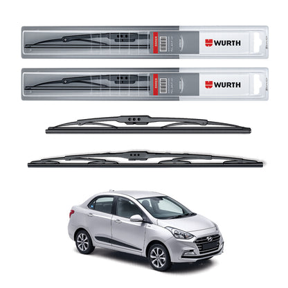 Wurth Metal Wiper Blades for Hyundai Xcent – 22” Driver + 16” Passenger (Set of 2) | All-Weather Premium Quality