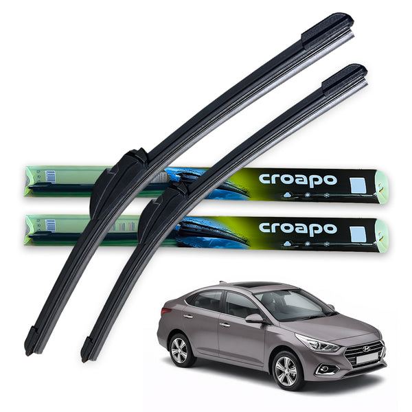 Hyundai Verna (2017) Soft Frameless Wiper Blades – 24” Driver & 16” Passenger | Set of 2
