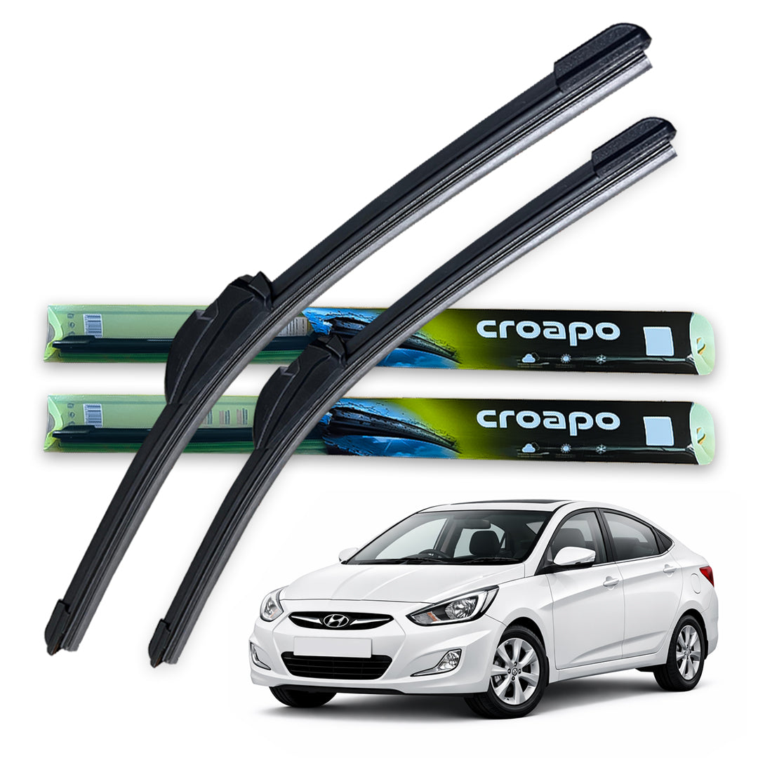 Hyundai Verna Fluidic Soft Frameless Wiper Blades – 24” Driver & 16” Passenger | Set of 2
