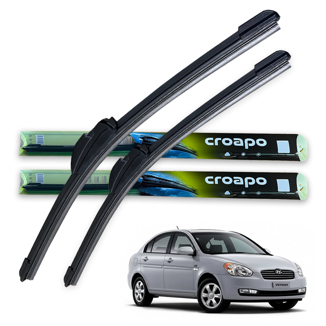 Hyundai Verna (Old Model) Soft Frameless Wiper Blades – 24” Driver & 16” Passenger | Set of 2