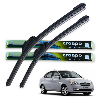Hyundai Verna (Old Model) Soft Frameless Wiper Blades – 24” Driver & 16” Passenger | Set of 2