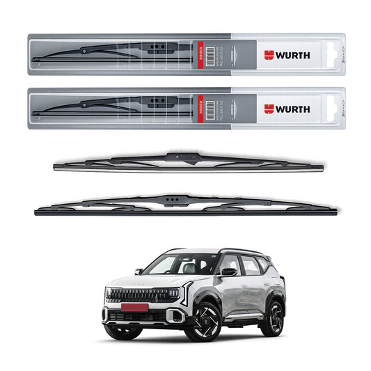 Wurth Metal Wiper Blades for Kia Seltos – 24” Driver + 18” Passenger (Set of 2) | All-Weather Premium Quality