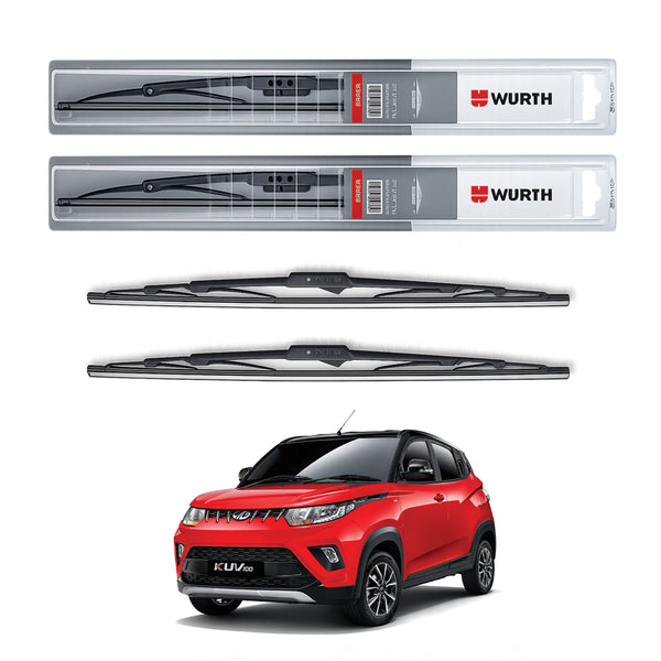 Wurth Metal Wiper Blades for Mahindra KUV100 – 20” Driver + 18” Passenger (Set of 2) | All-Weather Premium Quality