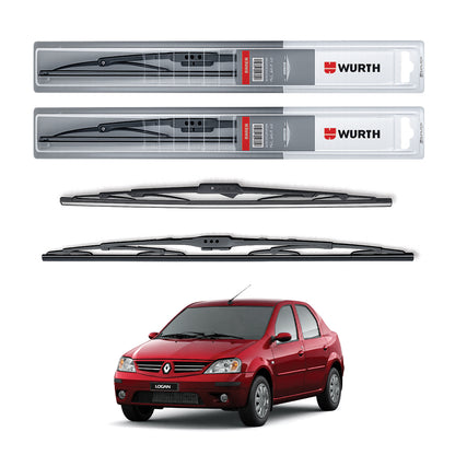 Wurth Metal Wiper Blades for Renault Logan – 21” Driver + 19” Passenger (Set of 2) | All-Weather Premium Quality