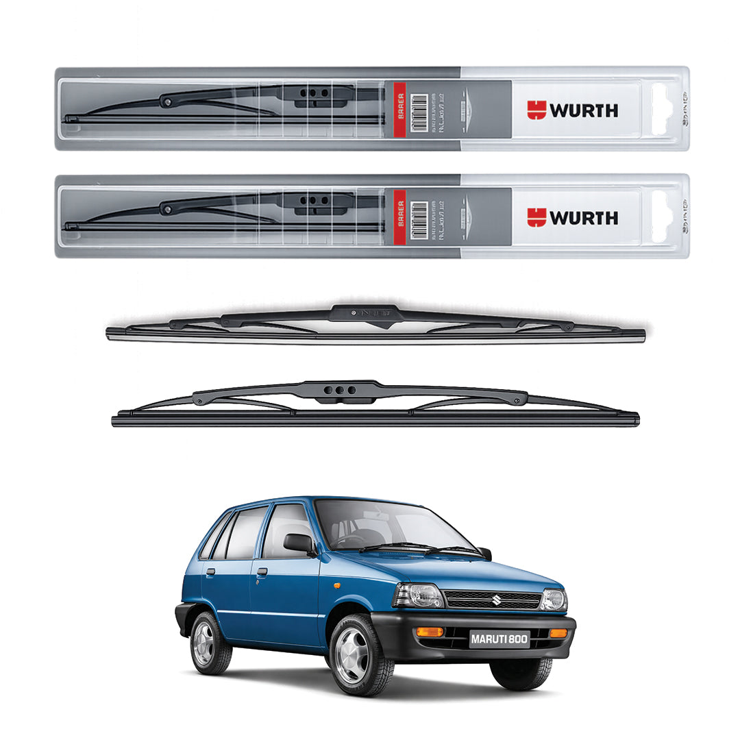 Wurth Metal Wiper Blades for Maruti Suzuki Alto 800 (Old Model) – 18” Driver + 16” Passenger (Set of 2) | All-Weather Premium Quality