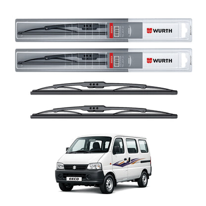 Wurth Metal Wiper Blades for Maruti Suzuki Eeco – 16” Driver + 16” Passenger (Set of 2) | All-Weather Premium Quality