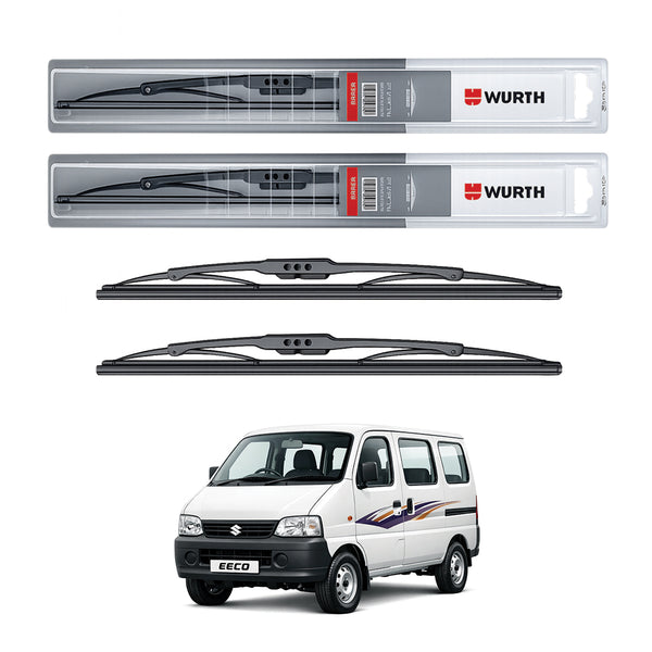 Wurth Metal Wiper Blades for Maruti Suzuki Eeco – 16” Driver + 16” Passenger (Set of 2) | All-Weather Premium Quality