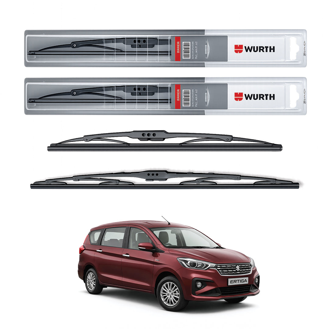 Wurth Metal Wiper Blades for Maruti Suzuki Ertiga – 21” Driver + 14” Passenger (Set of 2) | All-Weather Premium Quality