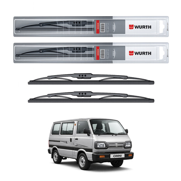 Wurth Metal Wiper Blades for Maruti Suzuki Omni – 12” Driver + 12” Passenger (Set of 2) | All-Weather Premium Quality