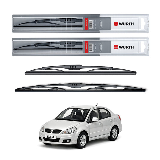 Wurth Metal Wiper Blades for Maruti Suzuki SX4 – 24” Driver + 14” Passenger (Set of 2) | All-Weather Premium Quality