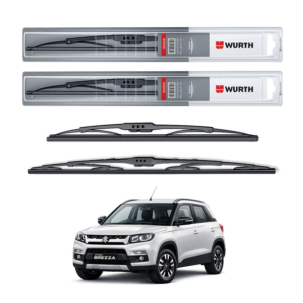 Wurth Metal Wiper Blades for Maruti Suzuki Vitara Brezza (2020 Model) – 24” Driver + 16” Passenger (Set of 2) | All-Weather Premium Quality