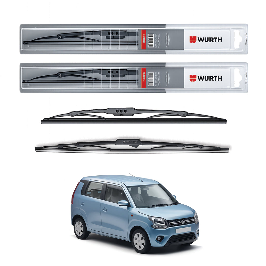 Wurth Metal Wiper Blades for Maruti Suzuki Wagon R (2019 Onwards) – 18” Driver + 16” Passenger (Set of 2) | All-Weather Premium Quality