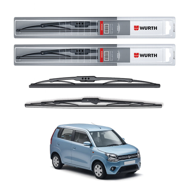 Wurth Metal Wiper Blades for Maruti Suzuki Wagon R (2019 Onwards) – 18” Driver + 16” Passenger (Set of 2) | All-Weather Premium Quality
