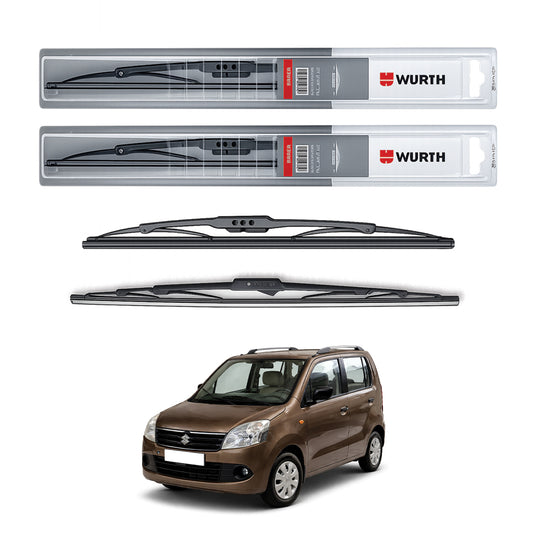 Wurth Metal Wiper Blades for Maruti Suzuki Wagon R K-Series – 18” Driver + 16” Passenger (Set of 2) | All-Weather Premium Quality