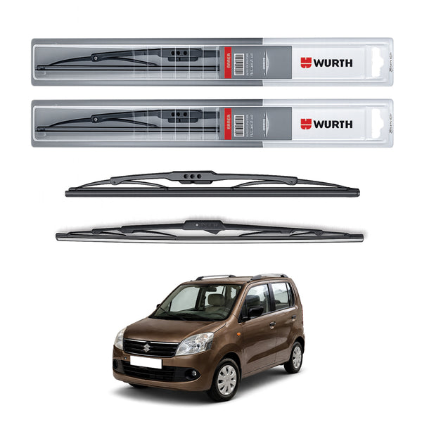 Wurth Metal Wiper Blades for Maruti Suzuki Wagon R K-Series – 18” Driver + 16” Passenger (Set of 2) | All-Weather Premium Quality