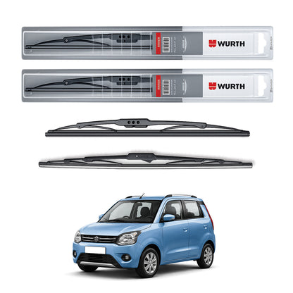 Wurth Metal Wiper Blades for Maruti Suzuki Wagon R (New Model) – 18” Driver + 16” Passenger (Set of 2) | All-Weather Premium Quality