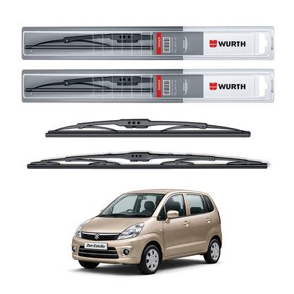 Wurth Metal Wiper Blades for Maruti Suzuki Zen Estilo – 21” Driver + 12” Passenger (Set of 2) | All-Weather Premium Quality