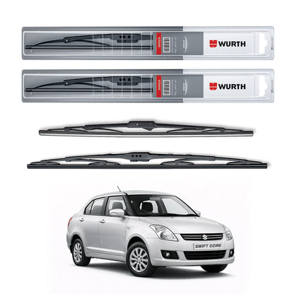 Wurth Metal Wiper Blades for Maruti Suzuki Swift Dzire (Old Model) – 21” Driver + 19” Passenger (Set of 2) | All-Weather Premium Quality