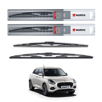 Wurth Metal Wiper Blades for Maruti Suzuki Swift (New Model) – 21” Driver + 19” Passenger (Set of 2) | All-Weather Premium Quality