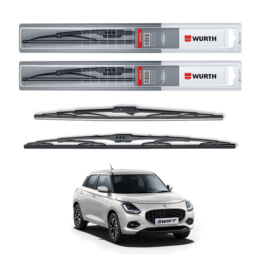 Wurth Metal Wiper Blades for Maruti Suzuki Swift (New Model) – 21” Driver + 19” Passenger (Set of 2) | All-Weather Premium Quality
