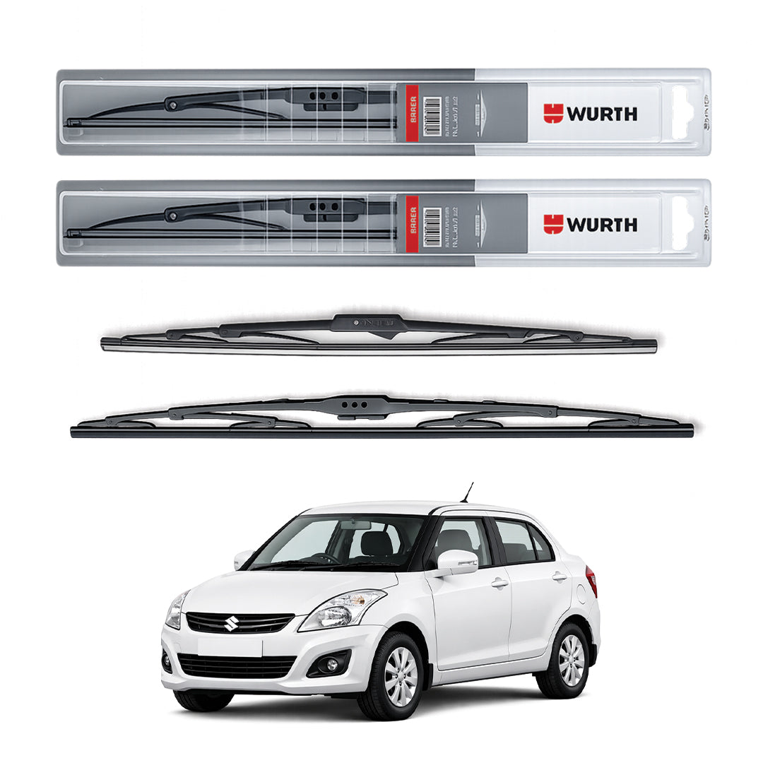 Wurth Metal Wiper Blades for Maruti Suzuki Swift Dzire (2012–2016) – 21” Driver + 19” Passenger (Set of 2) | All-Weather Premium Quality