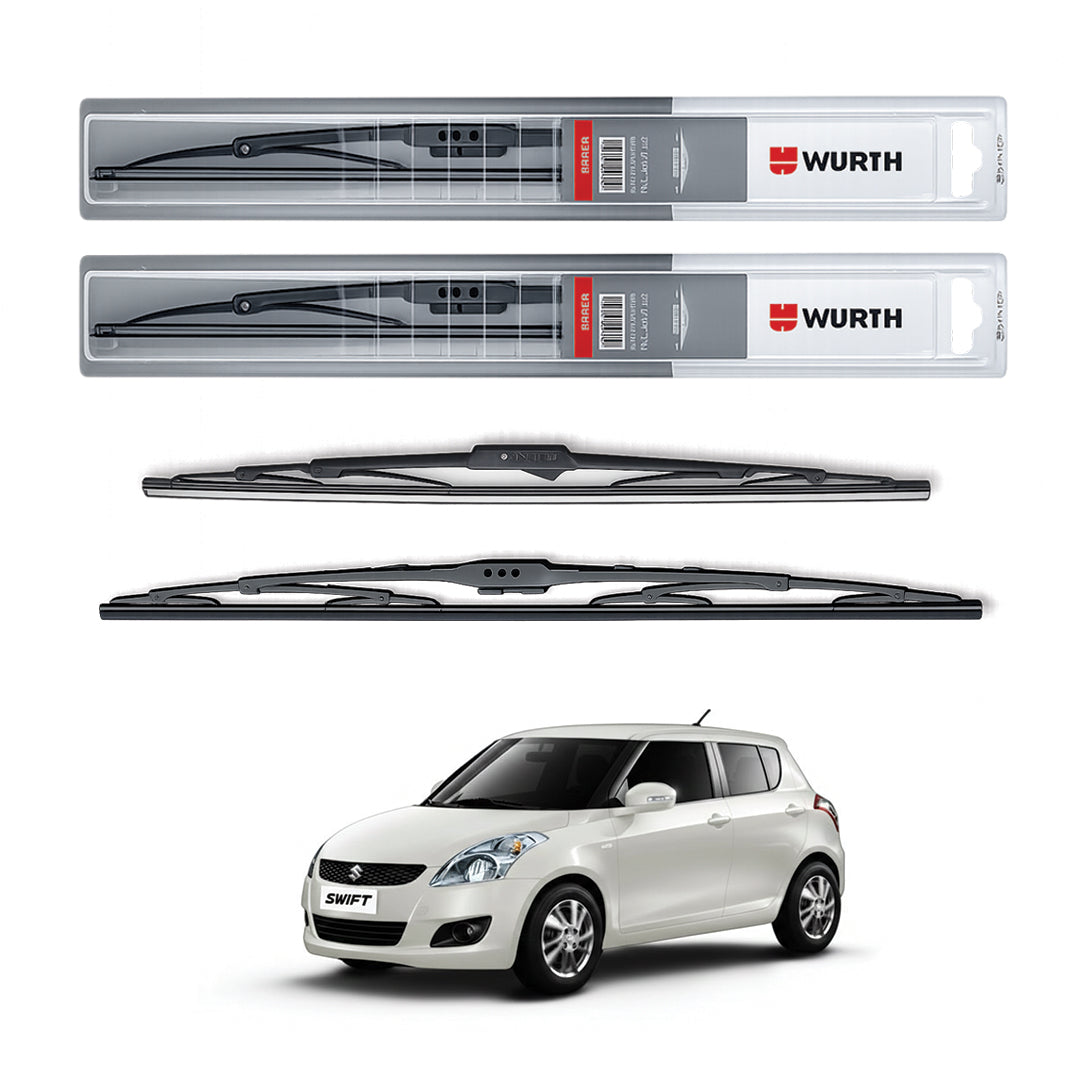 Wurth Metal Wiper Blades for Maruti Suzuki Swift (Old Model) – 21” Driver + 19” Passenger (Set of 2) | All-Weather Premium Quality