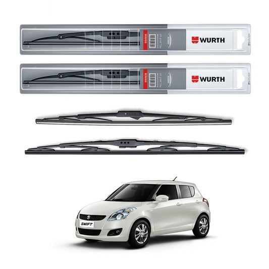 Wurth Metal Wiper Blades for Maruti Suzuki Swift (Old Model) – 21” Driver + 19” Passenger (Set of 2) | All-Weather Premium Quality