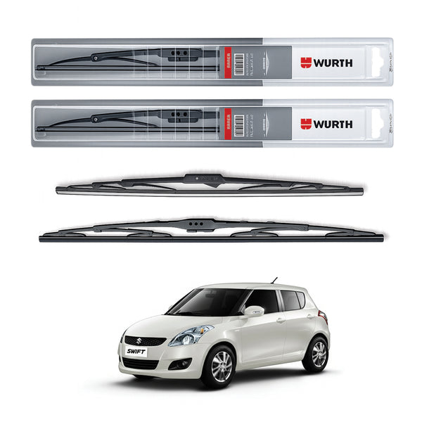 Wurth Metal Wiper Blades for Maruti Suzuki Swift (Old Model) – 21” Driver + 19” Passenger (Set of 2) | All-Weather Premium Quality