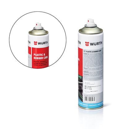 Würth Plastic & Rubber Care Spray – 500 ml | Protects, Restores & Lubricates Plastic, Rubber & Metal Parts