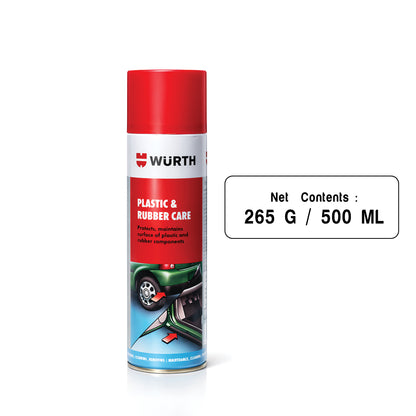 Würth Plastic & Rubber Care Spray – 500 ml | Protects, Restores & Lubricates Plastic, Rubber & Metal Parts