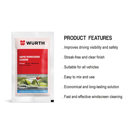 Würth Rapid Windscreen Cleaner Concentrate – 50 ml Sachet | Windshield Washer Additive