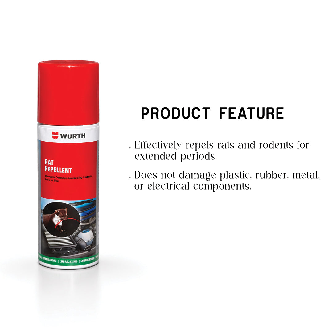 Würth Rat Repellent Spray – 160 ml | Protects Vehicle Wiring & Engine Bay from Rodents