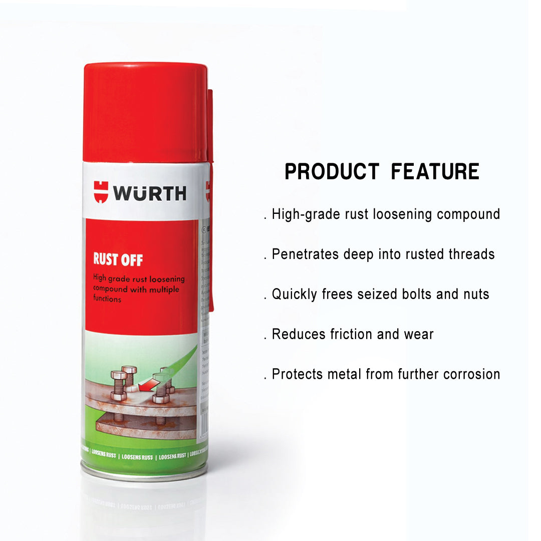 Würth Rust Off Spray –  480 ml | High-Grade Rust Loosener & Penetrating Lubricant