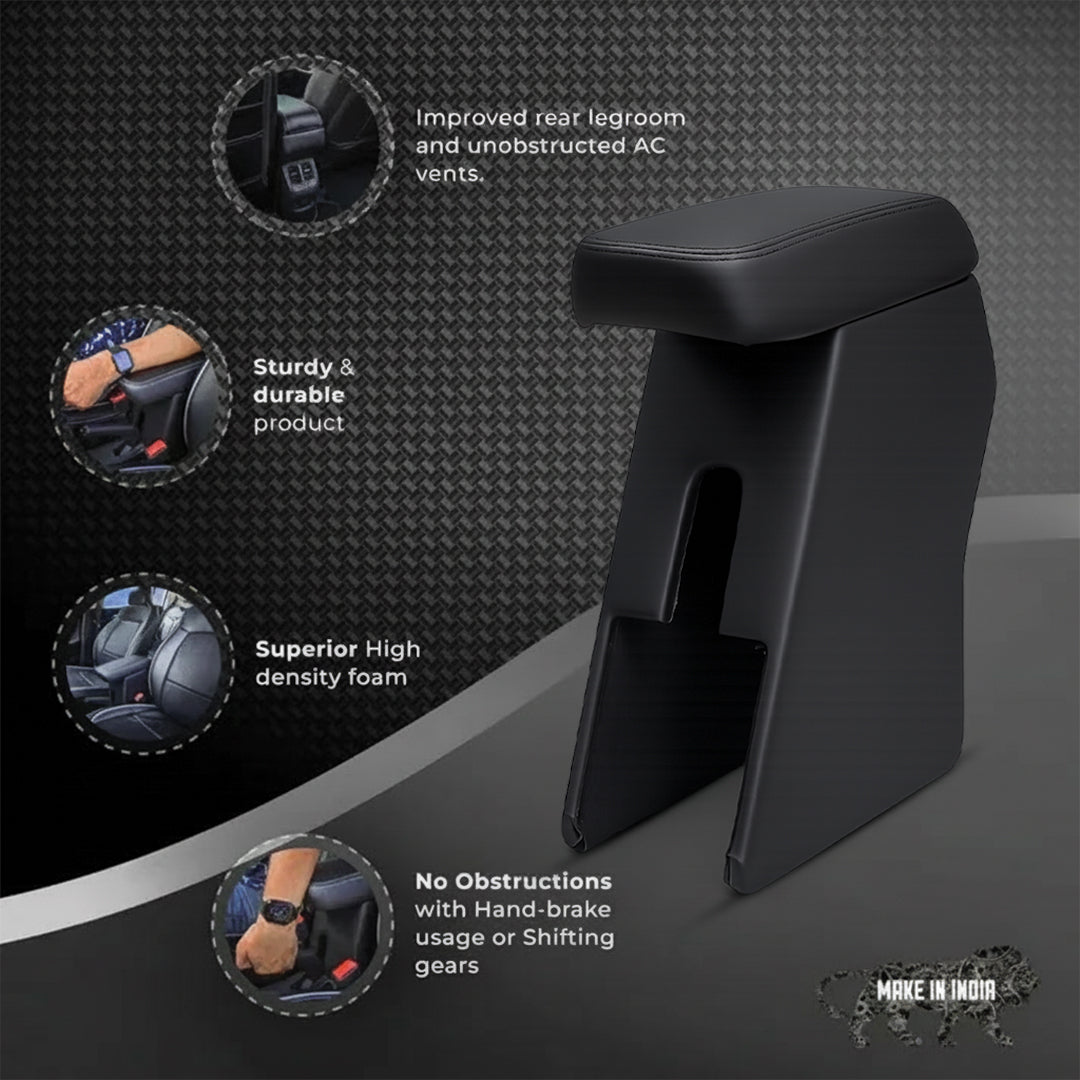 Car Center Armrest with Storage for Tata Vista – Black