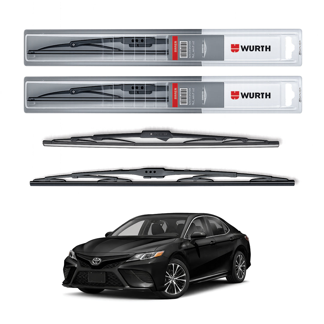 Wurth Metal Wiper Blades for Toyota Camry (2018 Onwards) – 24” Driver + 18” Passenger (Set of 2) | All-Weather Premium Quality