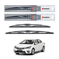 Wurth Metal Wiper Blades for Toyota Corolla Altis – 24” Driver + 16” Passenger (Set of 2) | All-Weather Premium Quality