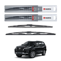 Wurth Metal Wiper Blades for Toyota Fortuner (New Model) – 22” Driver + 19” Passenger (Set of 2) | All-Weather Premium Quality