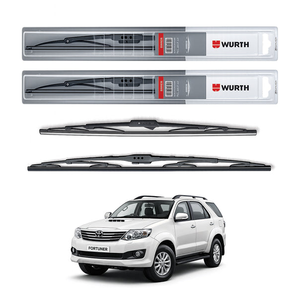 Wurth Metal Wiper Blades for Toyota Fortuner (Old Model) – 22” Driver + 19” Passenger (Set of 2) | All-Weather Premium Quality
